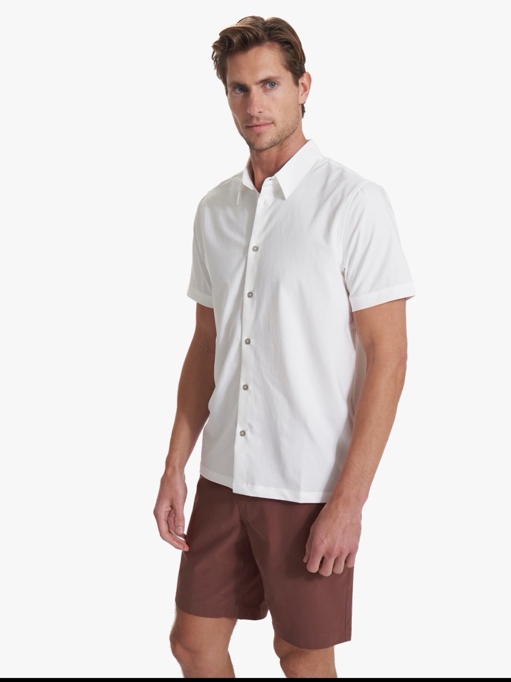 Vuori Men’s Manhattan Short Sleeve Button Down Shirt White Size L